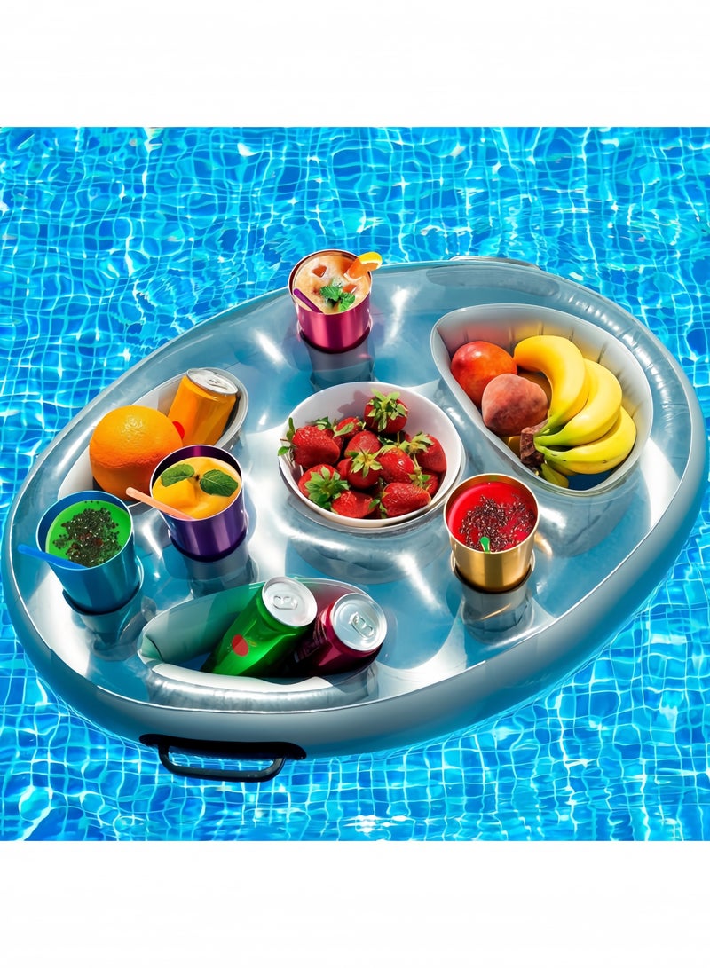 GGEROU Drink Holder Pool Inflatable Drink Holder Floating Hot Tub Snack Holder Coaster Serving for Pool Party Water Fun 70 x 50 cm - Image 1