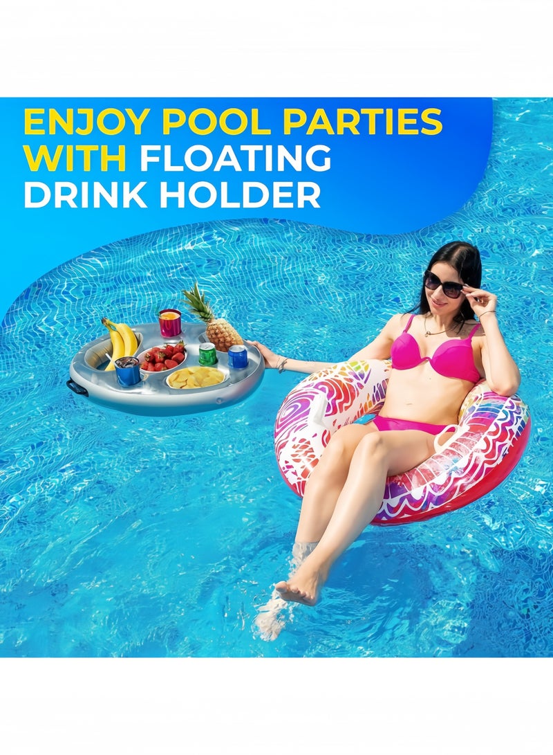 GGEROU Drink Holder Pool Inflatable Drink Holder Floating Hot Tub Snack Holder Coaster Serving for Pool Party Water Fun 70 x 50 cm - Image 5