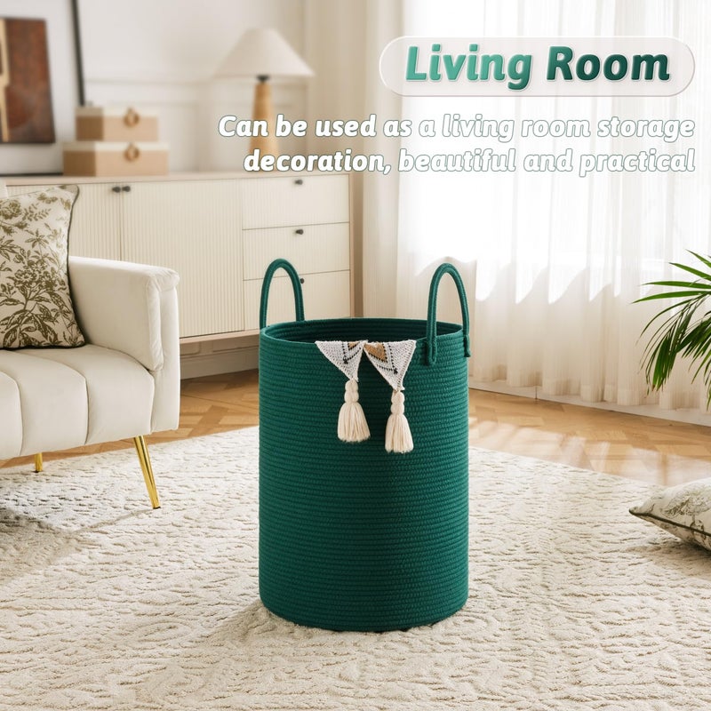 Artfeel Laundry Basket,Woven Cotton Rope Laundry Hamper,60L for Decorative Storage of Dirty Clothes,Toys and Blankets in Bathroom,Baby Room and Living Room - Image 2