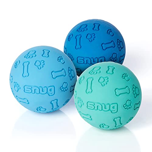 Snug Rubber Dog Balls for Small and Medium Dogs Tennis Ball Size Virtually Indestructible 3 Pack Cool - Image 1