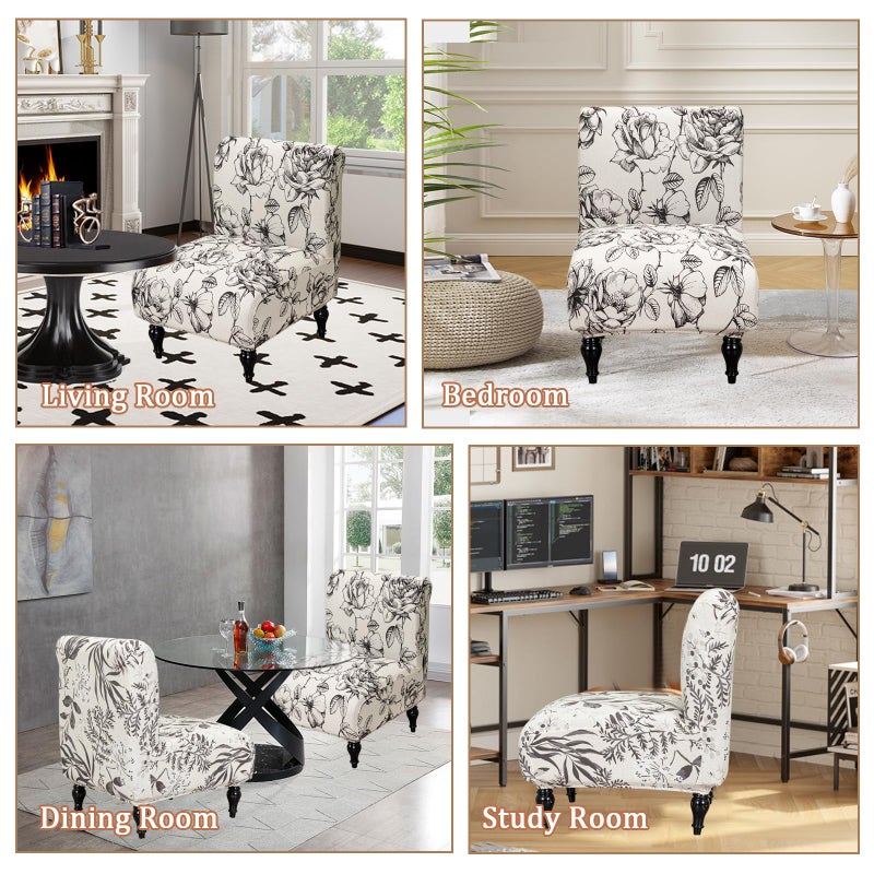 FUANGUI Armless Accent Chair Cover Slipcover, Stretch Spandex Chair Covers for Living Room Removable Washable for Armless Chair Furniture Protector - Image 2