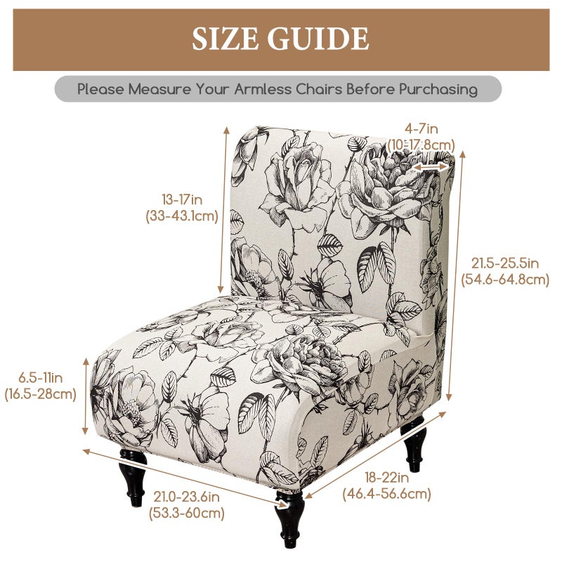 FUANGUI Armless Accent Chair Cover Slipcover, Stretch Spandex Chair Covers for Living Room Removable Washable for Armless Chair Furniture Protector - Image 3