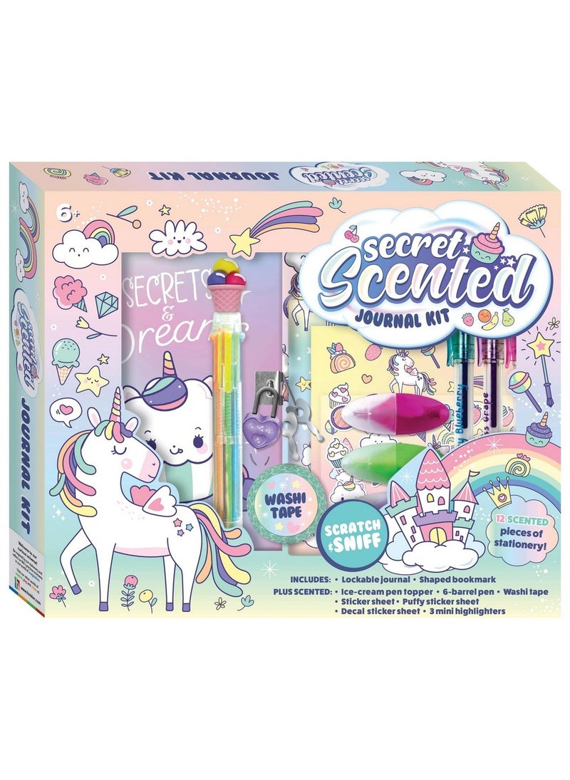 Hinkler مجموعة هينكلر اليومية المعطرة السرية - مجموعة يوميات معطرة افعلها بنفسك تتضمن دفتر يوميات قابل للقفل من 96 صفحة، علامة مرجعية على شكل يونيكورن والعديد من الأشياء المعطرة، مجموعة الكتابة الإبداعية والحرف للأطفال، مشروع حرفي عطري - Image 1