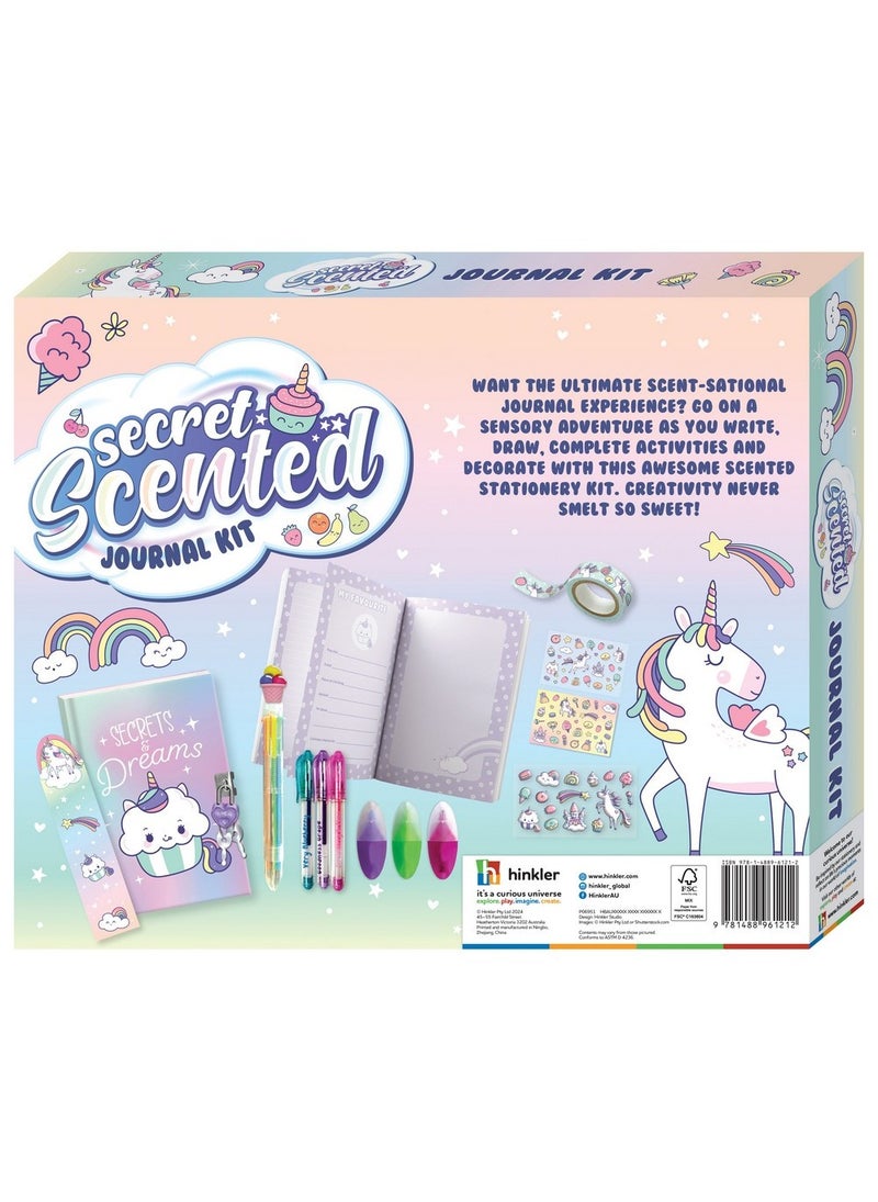 Hinkler مجموعة هينكلر اليومية المعطرة السرية - مجموعة يوميات معطرة افعلها بنفسك تتضمن دفتر يوميات قابل للقفل من 96 صفحة، علامة مرجعية على شكل يونيكورن والعديد من الأشياء المعطرة، مجموعة الكتابة الإبداعية والحرف للأطفال، مشروع حرفي عطري - Image 5