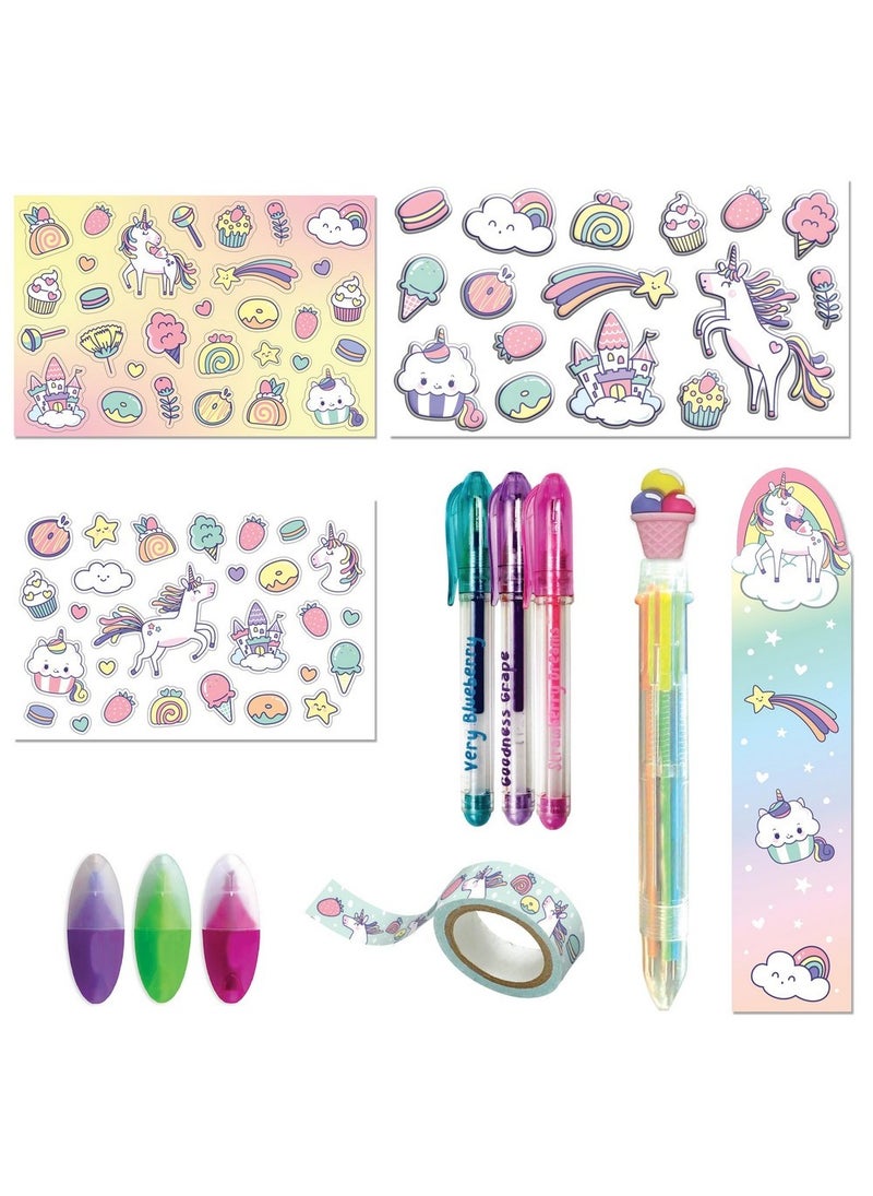 Hinkler مجموعة هينكلر اليومية المعطرة السرية - مجموعة يوميات معطرة افعلها بنفسك تتضمن دفتر يوميات قابل للقفل من 96 صفحة، علامة مرجعية على شكل يونيكورن والعديد من الأشياء المعطرة، مجموعة الكتابة الإبداعية والحرف للأطفال، مشروع حرفي عطري - Image 2