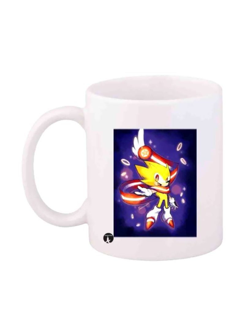 Printed Sonic Mug White/Yellow/Blue Standard Size