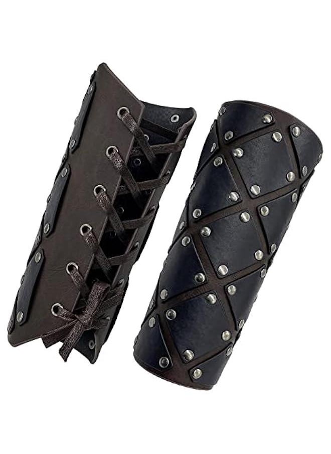 Generic Medieval Brigandine Arm Guards, Mercenary Faux Leather Gauntlet, Vintage Renaissance Knight Arm Bracers  - Image 1