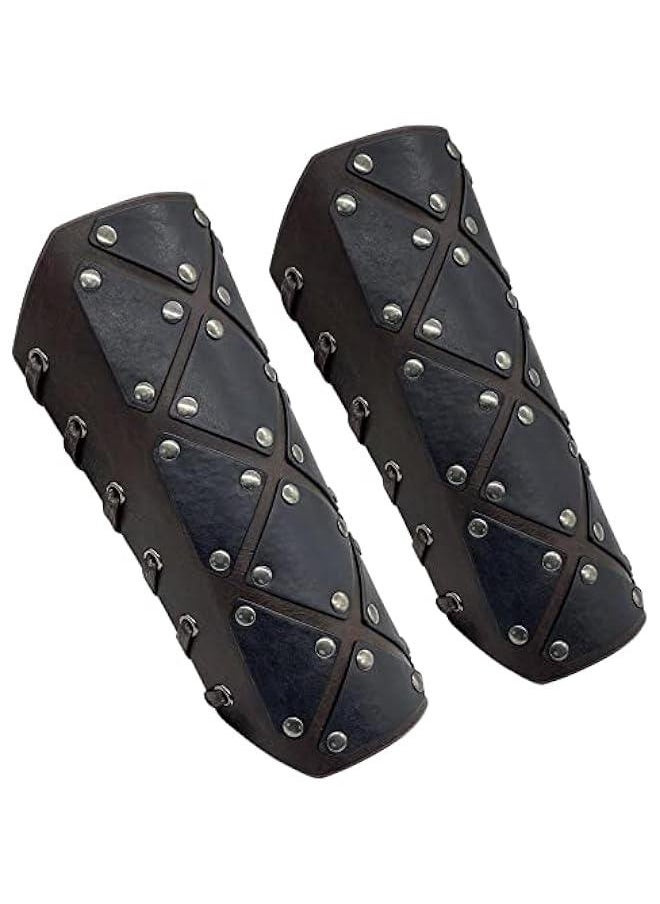 Generic Medieval Brigandine Arm Guards, Mercenary Faux Leather Gauntlet, Vintage Renaissance Knight Arm Bracers  - Image 2