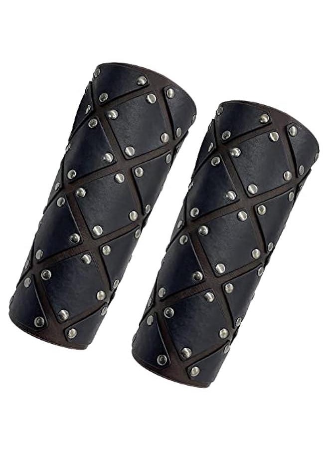 Generic Medieval Brigandine Arm Guards, Mercenary Faux Leather Gauntlet, Vintage Renaissance Knight Arm Bracers  - Image 3