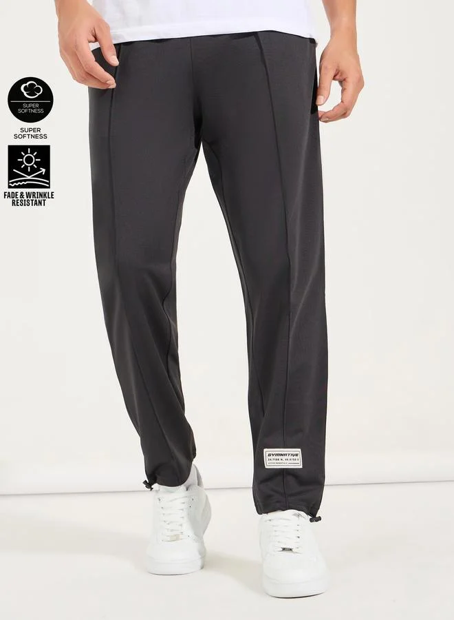 Ultra Soft Slim Pintuck Athleisure Joggers with Badge Detail