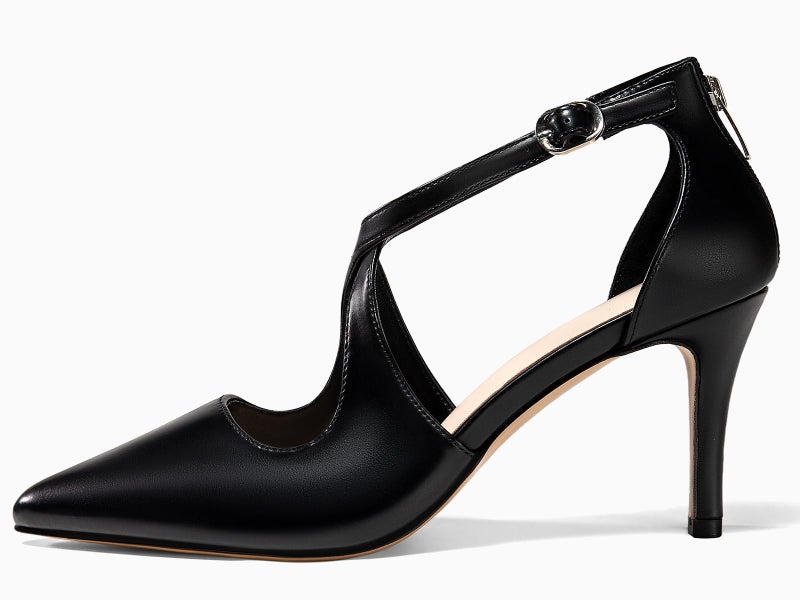 Minshluu Womens Pumps High Heels Pointed Toe Crossed Strap D'Orsay Zip up Stilettos Party Dress Shoes Cool Black - Image 4