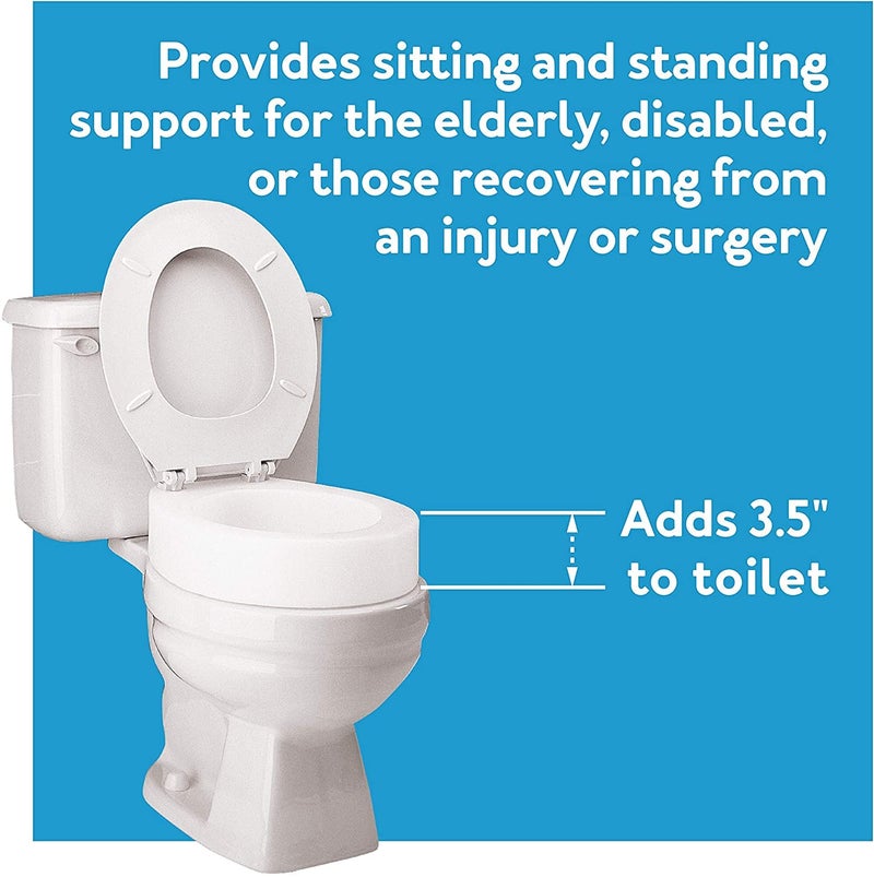 Carex Toilet Seat Riser, Round Raised Toilet Seat Adds 3.5 inches to Toilet Height, for Assistance Bending or Sitting, 300 Pound Weight Capacity Toilet Riser - Image 4