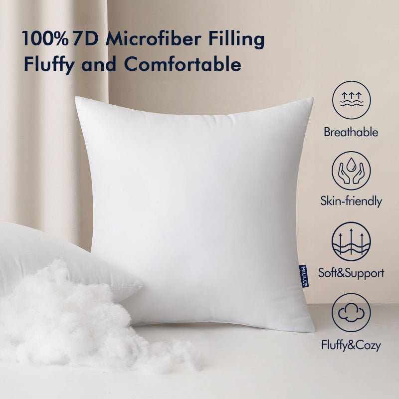 MIULEE Pack of 4 20x20 Inch Outdoor Pillow Inserts Waterproof Decorative Throw Pillow Insert, Square Lumbar Garden Pillow Form for Patio Sofa Couch - Image 2