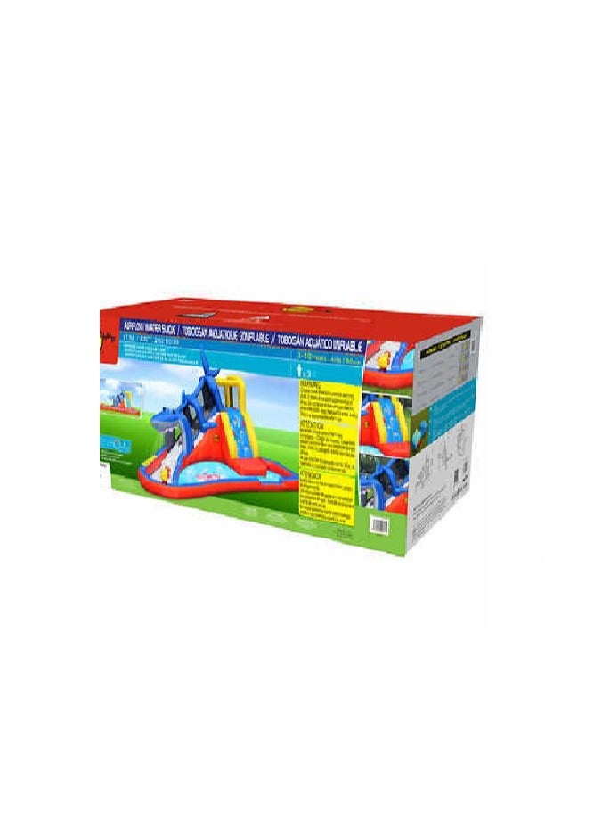 Happy Hop مغامرة كهف القرش من هابي هوب مع منزلق مائي، جدار تسلق ومدفع مائي 520x390x324 سم | حديقة مائية قابلة للنفخ للعب في الهواء الطلق | مغامرة اللعب بالماء مدعومة بمروحة هواء كهربائية | مناسبة للأعمار من 3 سنوات فما فوق - Image 3