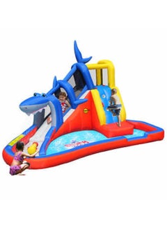 Happy Hop Happy Hop Shark Cave Adventure with Water Slide, Climbing Wall and Water Cannon 520x390x324cm | Inflatable Water Park for Outdoor Play | Water Play Adventure Powered by Electric Air Blower | Suitable for Ages 3+  - Image 2