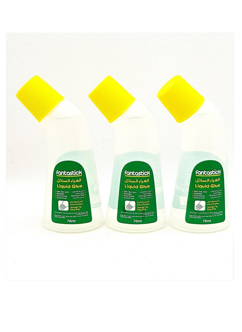 Fantastick 3-Piece Non-Toxic Liquid Glue 70ml 