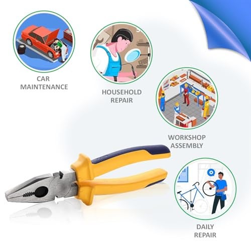 AGRICO TATA Agrico 6 Inch Insulated Combination Plier | Electrical Plier with Anti-Slip Grip | Chrome Vanadium Steel for Cutting, Gripping, Bending & Pulling (Multicolor) - Image 4