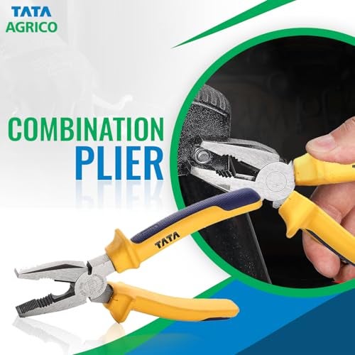 AGRICO TATA Agrico 6 Inch Insulated Combination Plier | Electrical Plier with Anti-Slip Grip | Chrome Vanadium Steel for Cutting, Gripping, Bending & Pulling (Multicolor) - Image 3