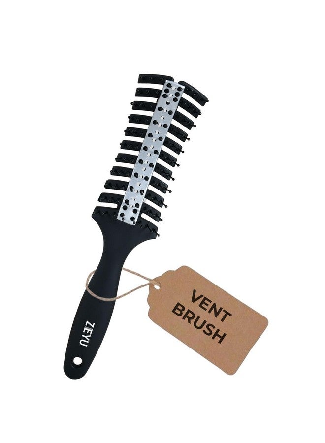 Zeyu Hair Brush Comb Vent Brush with Metal Plate | Vented Hair Brush for Women | Hair Brush for Men & Women | Comb for Curly Hair | Flexible & Soft Nylon Bristles | Hair Brush - Image 1