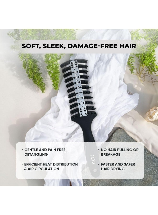 Zeyu Hair Brush Comb Vent Brush with Metal Plate | Vented Hair Brush for Women | Hair Brush for Men & Women | Comb for Curly Hair | Flexible & Soft Nylon Bristles | Hair Brush - Image 3