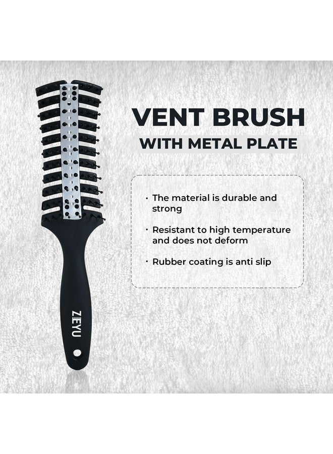Zeyu Hair Brush Comb Vent Brush with Metal Plate | Vented Hair Brush for Women | Hair Brush for Men & Women | Comb for Curly Hair | Flexible & Soft Nylon Bristles | Hair Brush - Image 2