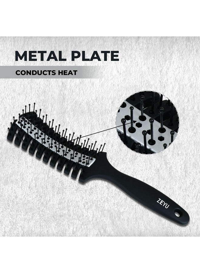 Zeyu Hair Brush Comb Vent Brush with Metal Plate | Vented Hair Brush for Women | Hair Brush for Men & Women | Comb for Curly Hair | Flexible & Soft Nylon Bristles | Hair Brush - Image 5