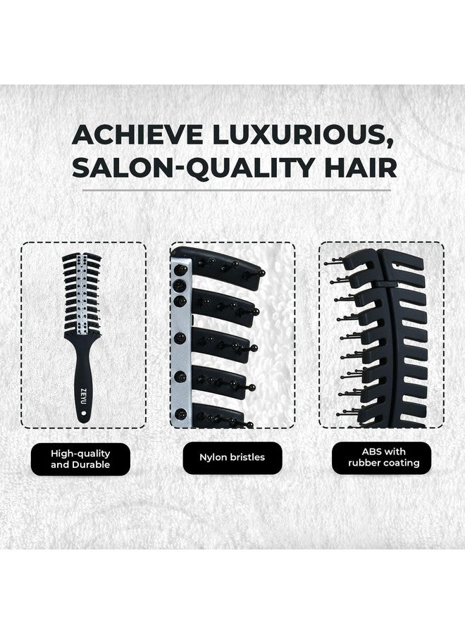 Zeyu Hair Brush Comb Vent Brush with Metal Plate | Vented Hair Brush for Women | Hair Brush for Men & Women | Comb for Curly Hair | Flexible & Soft Nylon Bristles | Hair Brush - Image 4