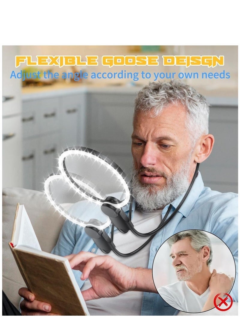 Arabest Upgrade 5X Rechargeable Hands Free Magnifying Glass with Light Flexible Gooseneck HD Large Magnifier for Reading 24 LED Adjustment Brightness for Neck Wear Seniors Repair Hobby - Image 5