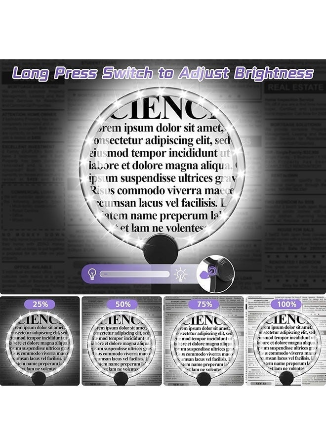 Arabest Upgrade 5X Rechargeable Hands Free Magnifying Glass with Light Flexible Gooseneck HD Large Magnifier for Reading 24 LED Adjustment Brightness for Neck Wear Seniors Repair Hobby - Image 2