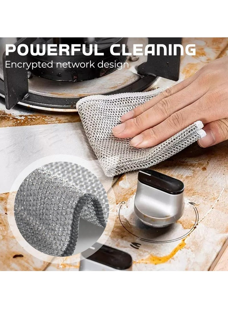 Oasisgalore 5 Pack New Multipurpose Double Layer Wire Dishwashing Rags, Reusable Scrubbing Pads for Wet and Dry Use. - Image 2