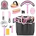 Abbylike 12 Piece Horse Grooming Kit with Organizer Tote Bag Brush Sets for Derby Day Show Horses Professional Tools for Care & Massage(Pink and Grey) - Image 2