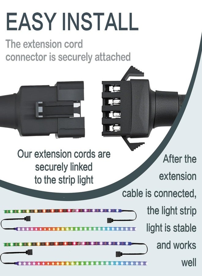 LAZZPPO 12 Pcs 4 Pin 60 inch LED Rock Light Extension Cable, Rock Light Extension Wire 4 Pin RGB Connector with High-Purity Copper & PVC Insulation for Motorcycle, ATV, Car,Trucks, RV & Neon Strip - Image 2
