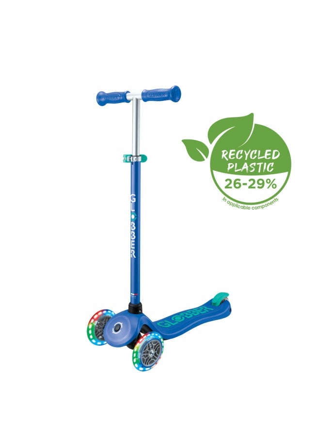 Globber Primo Plus Lights 3-wheel Kick Scooter in Navy Blue - Image 1