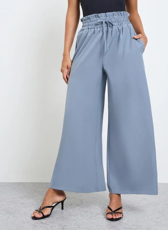 تايك تو Grey Wide Leg Flowy Pants