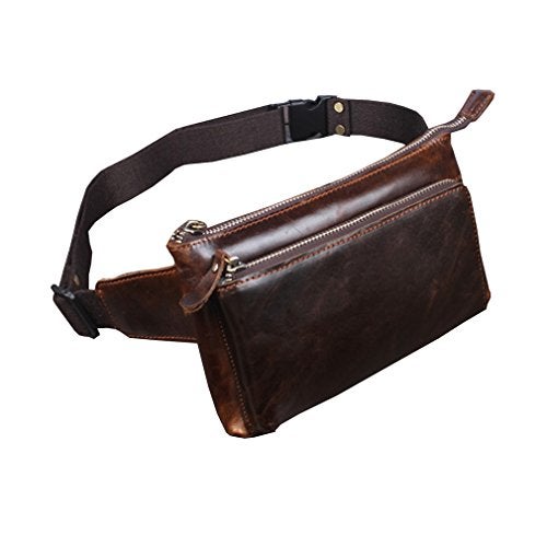 Hebetag Leather Waist Pack Fanny Bag for Men Women Outdoor Travel Sports Running Walking Hiking Hip Bum Belt Slim Cell Phone Purse Casual Waist Wallet Pouch (#01Coffee(Oil Wax Leather)) - Image 3