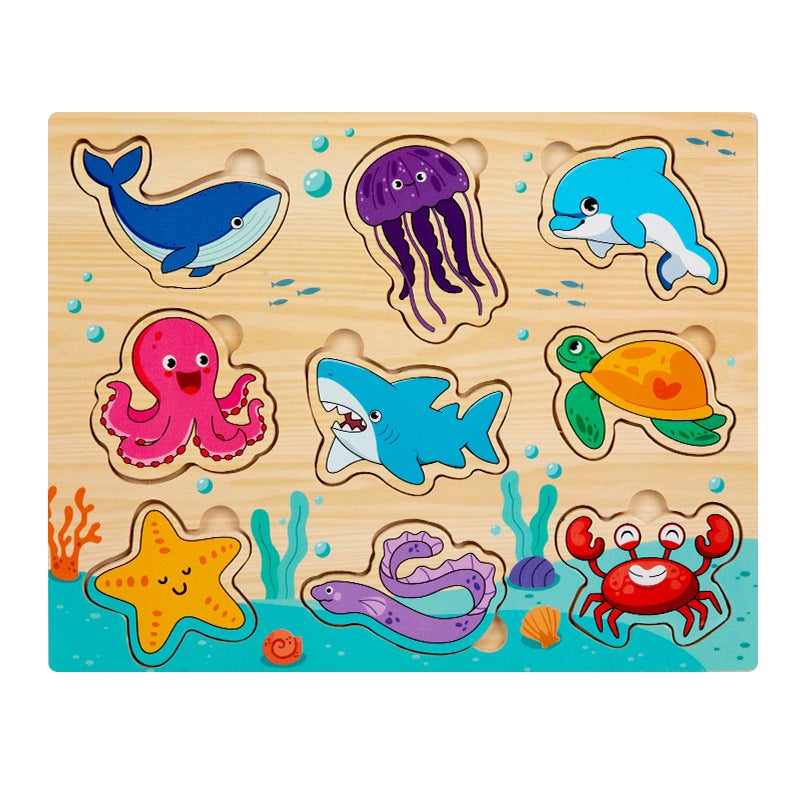 Children'S Educational Toys 4-6 Wooden Early Education Traffic Fruit Digital Animal Cognitive Plane Hand-Held Puzzle - Image 1