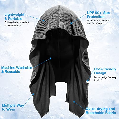 Sukeen Cooling Hoodie Towel Cooling Towels for Neck and Face Quick Drying Absorbent UV Protection Cooling Neck Wraps Sport Workout Camping Cycling Cooling Towel - Image 3