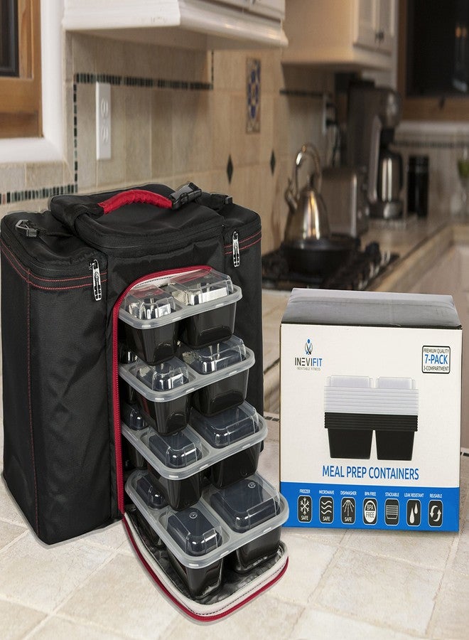 INEVIFIT Meal Prep 36 oz. 3-Compartment Premium Food Storage Containers, BPA FREE with Leak Resistant Technology, Microwaveable & Dishwasher Safe, Durable & Reusable, Stackable 7 Pack Bento Lunch Box - Image 5