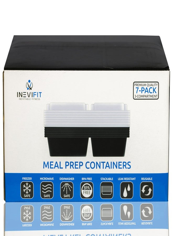 INEVIFIT Meal Prep 36 oz. 3-Compartment Premium Food Storage Containers, BPA FREE with Leak Resistant Technology, Microwaveable & Dishwasher Safe, Durable & Reusable, Stackable 7 Pack Bento Lunch Box - Image 1