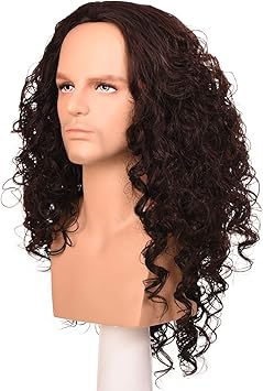 Morvally Long Curly Kinky Synthetic Dark Brown Wig for Cosplay Costume Halloween Party Wigs for Men - Image 2