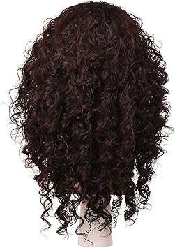 Morvally Long Curly Kinky Synthetic Dark Brown Wig for Cosplay Costume Halloween Party Wigs for Men - Image 4