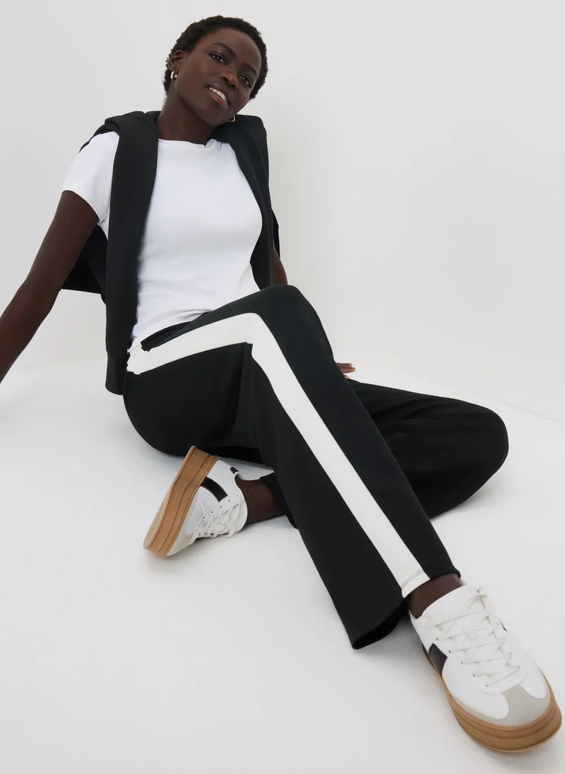 Matalan Black Side Stripe Wide Leg Trousers