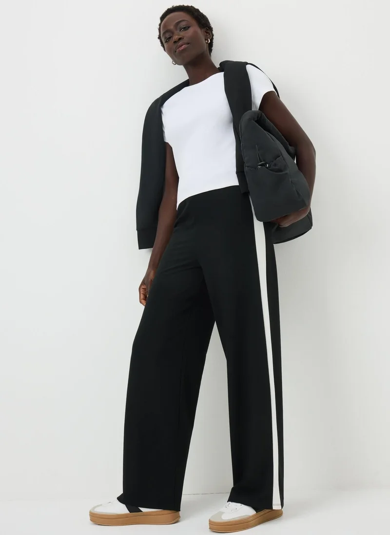 Matalan Black Side Stripe Wide Leg Trousers