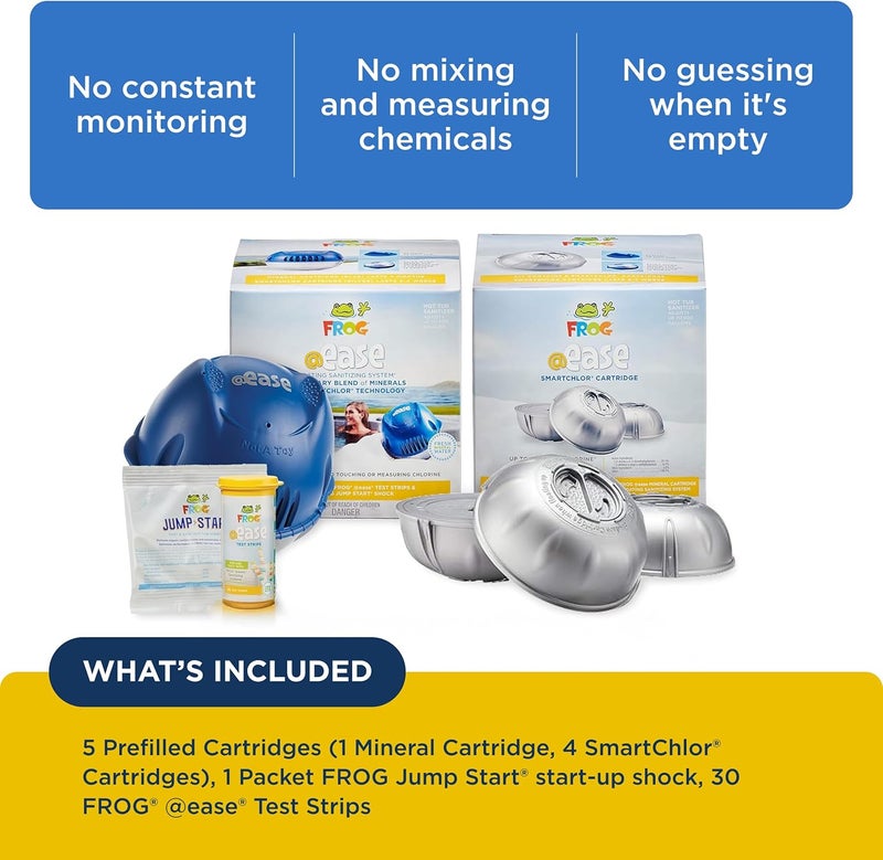 Frog @Ease Floating System for Hot Tubs - Quick & Easy Self-Regulating Hot Tub Sanitizer - Hot Tub Maintenance System with Sanitizing Minerals & SmartChlor Technology - 4 Month Bundle - Image 3