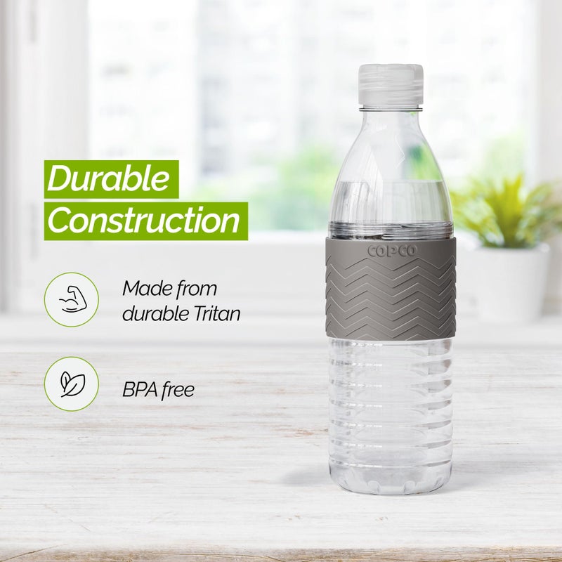 Copco Hydra Water Bottle with Spill-Resistant Lid, 16.9 oz - Reusable Tritan Non-Slip Sleeve, Twist-Open Body - BPA-Free, Leak-Proof, Durable & Portable for Gym, Office, School (Gray) - Image 3