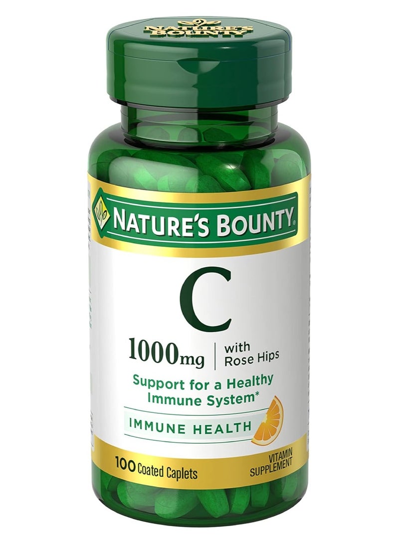 NATURE'S BOUNTY Nature's Bounty Vitamin C + Rose Hips, Immune Support, 1000mg, Coated Caplets, 100 Ct 