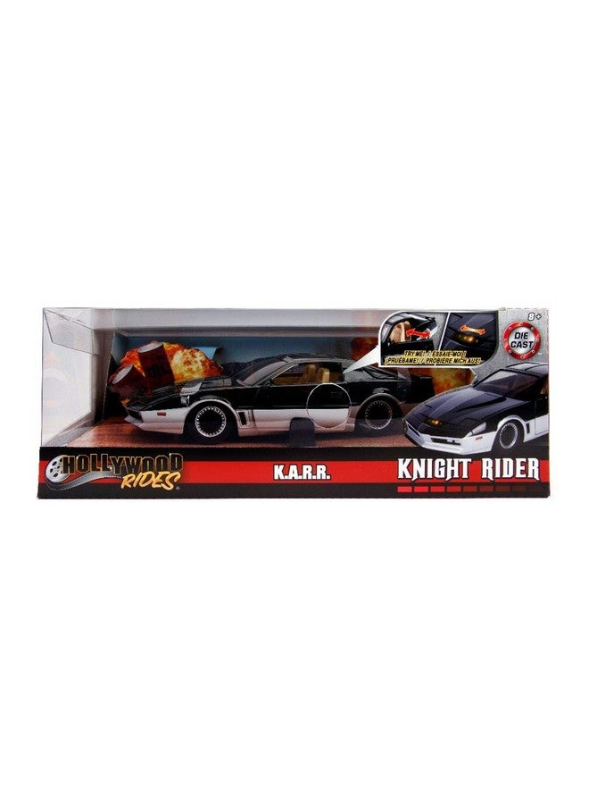 Jada Toys لعبة جادا هوليوود رايدز ك Knight Rider K.A.R.1982 بونتياك فايربيرد 1: 24 سيارة مصنوعة من المعدن مع ميزة الإضاءة، أسود لامع / فضي - Image 1
