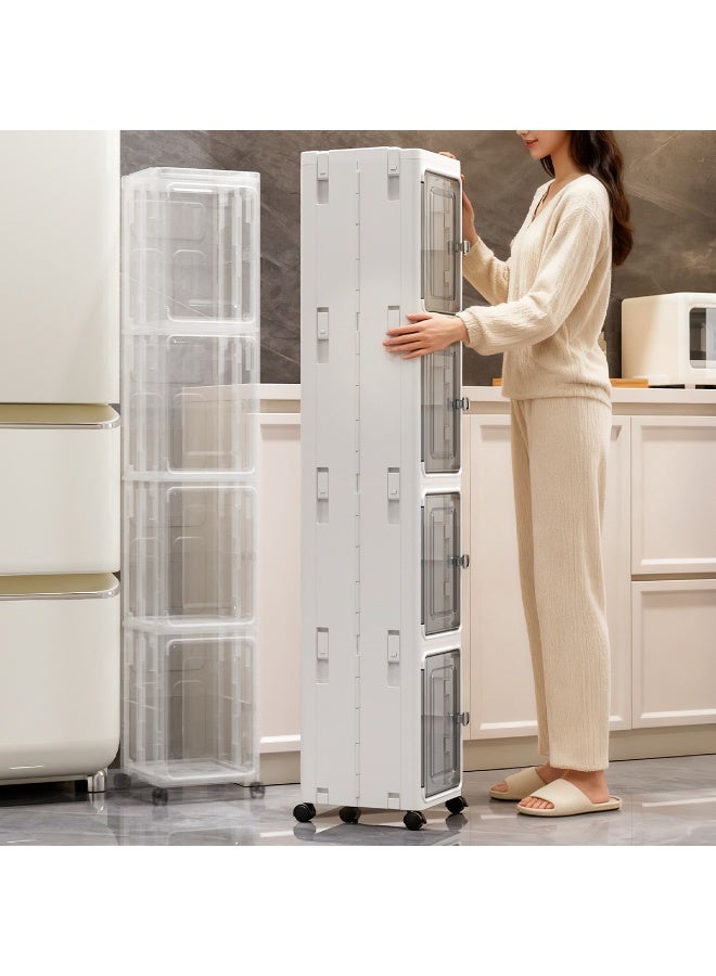 KINGMAZI 4-Tier Narrow with Movable Wheels, Plastic Waterproof Storage Cabinet,Adjustable Shelves, Anti-Tip, Slim for Small Spaces, Bathroom, Kitchen, Corner Floor, Toilet Paper Organizer - Image 2