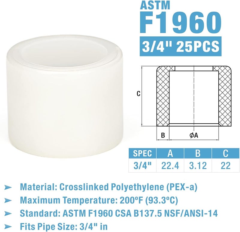 IWISS F1960 3/4 in. Expansion Ring w/Stop Edge for PEX-A Tubing used in ProPEX, PowerpPEX, WaterPEX system-25pcs - Image 2