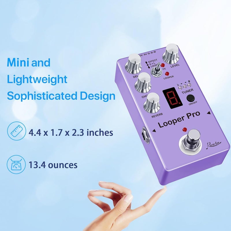 Rowin RE-05 Looper Pro Guitar Multi-Effect Pedals With Looper Delay Chorus Reverb And Tuner On one Pedal True Bypass - Image 5